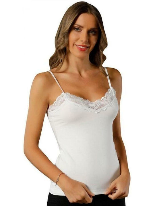 Siyah Inci with Spaghetti Strap Άσπρο Tricou pentru femei