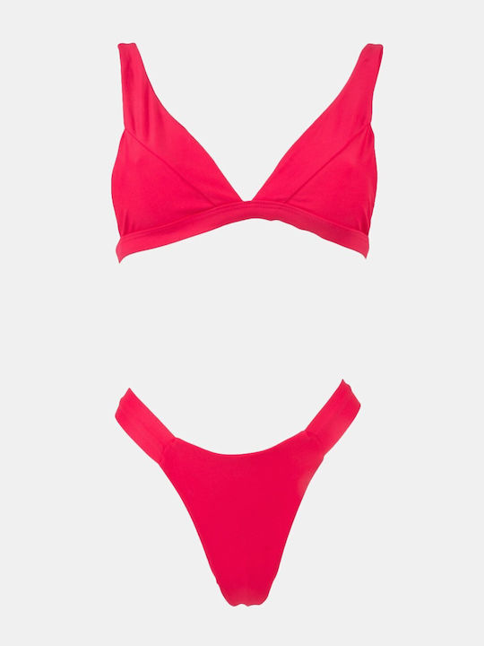 Decoro Bikini Set Triangle High Waist Red