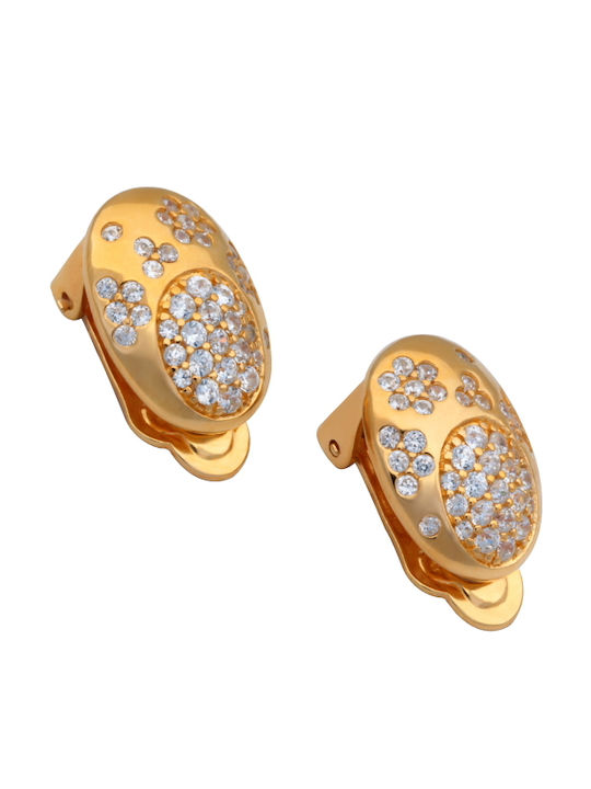 Silverline Earrings with Clip made of Silver Gold Plated with Stones