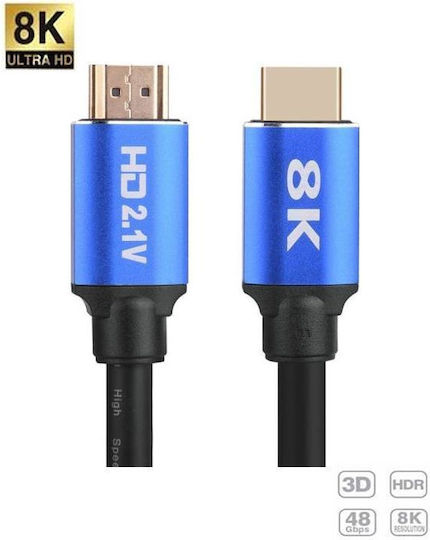 HDMI 2.1 Ultra High Speed 48Gbps 4K 120Hz HDR VRR Braided Cable HDMI Male - HDMI Male 3m Silver