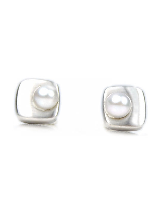 Polytimo Earrings made of Platinum with Pearls