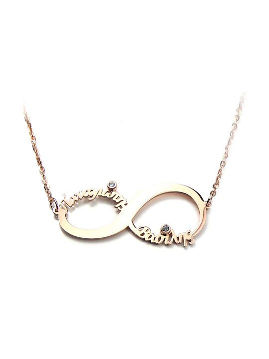 Personal Jewel Necklace Infinity from Gold-Plated Silver with Zircon