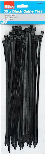Hilka Δεματικά Καλωδίων Πλαστικά 400mmx7.2mm σε Μαύρο χρώμα (50τμχ)