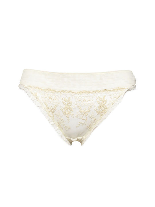 Damen Slip mit Spitze Beige
