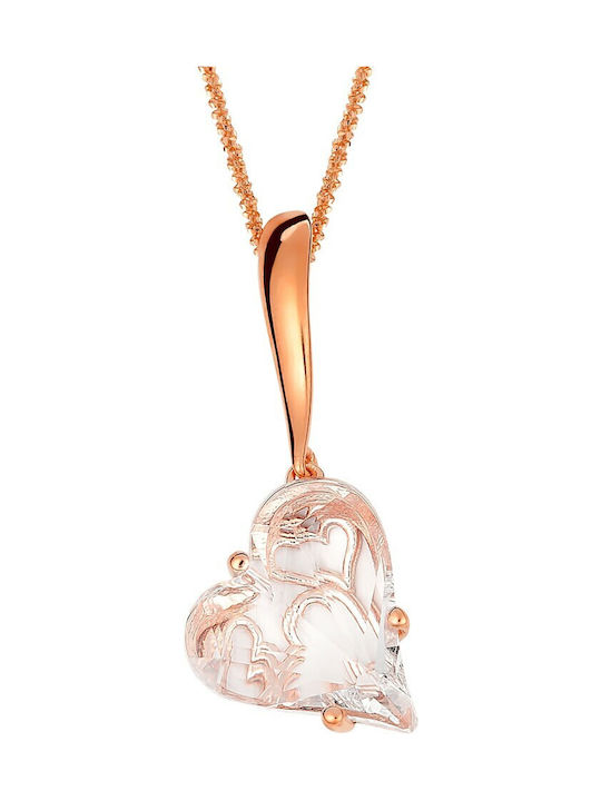 Necklace with design Heart from Rose Gold Plated Silver