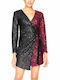 Rochie de Seara Mini Wrap-Around cu Dantelă Roșie