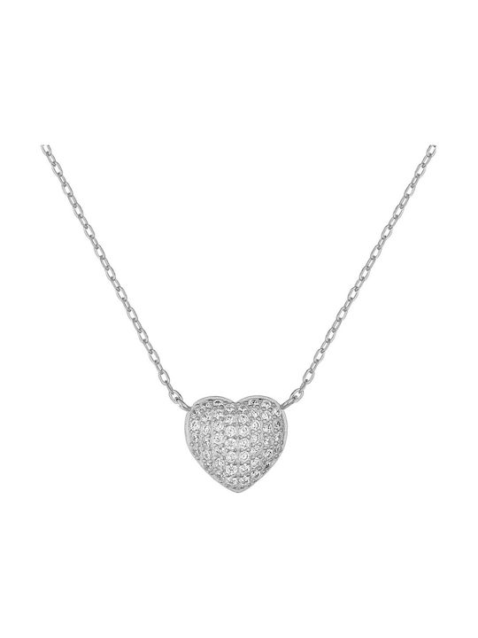 Necklace with design Heart from Silver with Zircon