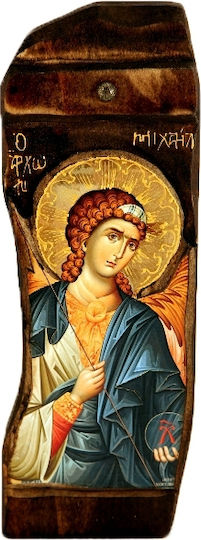 IconsGR Εικόνα Архангел Михаил Дърво 37x14см.