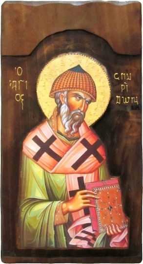 IconsGR Εικόνα άγιος Σπυρίδων Ξύλινη 52x28εκ.