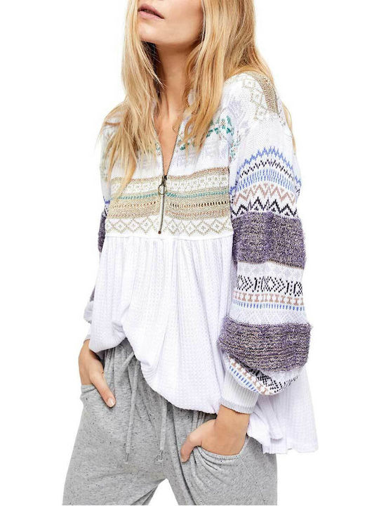 Free People Women's Long Sleeve Pullover with Zipper Multicolour
