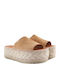 Women's Flat Sandals Flatforms in Beige Color