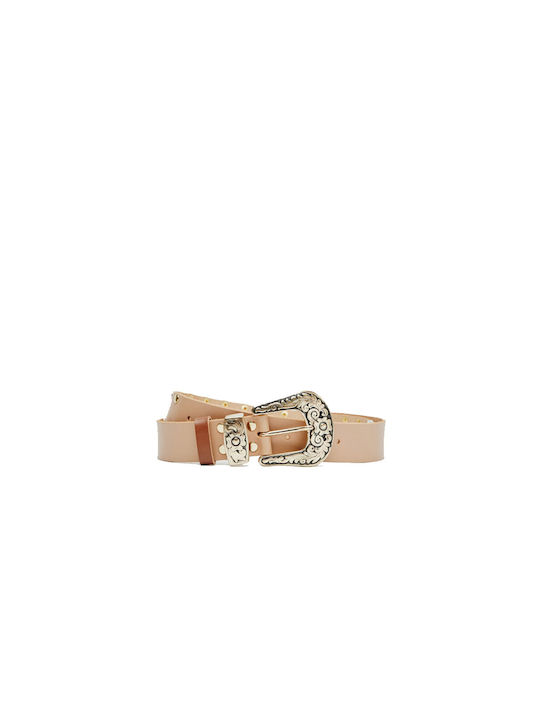 Leather Twist Women's Belt Beige