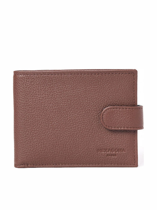 Hexagona Leather Men's Wallet Classic Brown