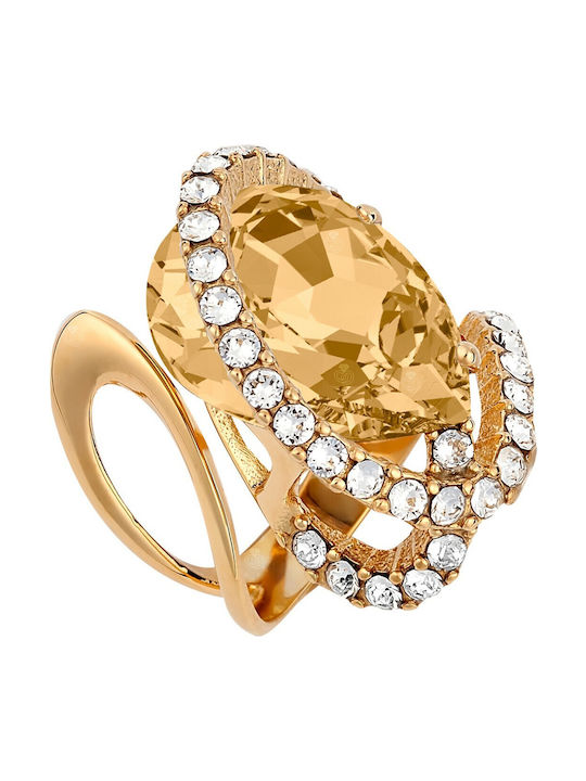 Women's Gold Plated Ring Citrine with Stone