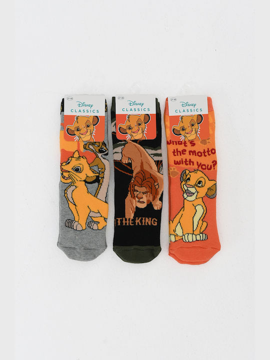 Disney Παιδικές Κάλτσες Αντιολισθητικές Lion King Πολύχρωμες 3 Ζευγάρια