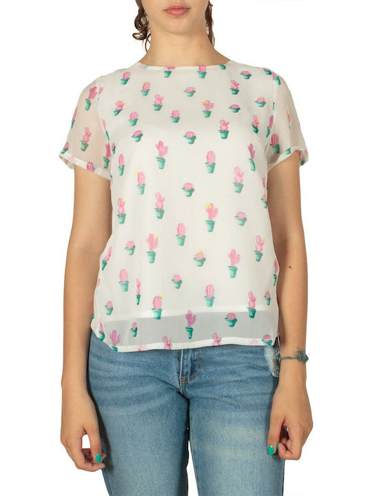 Migle + Me Women's Blouse Short Sleeve Pink