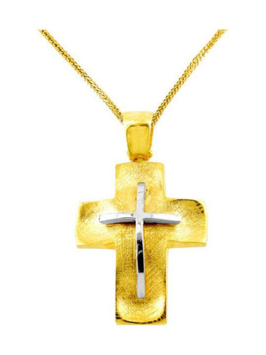 Herren Gold Kreuz 14K mit Kette