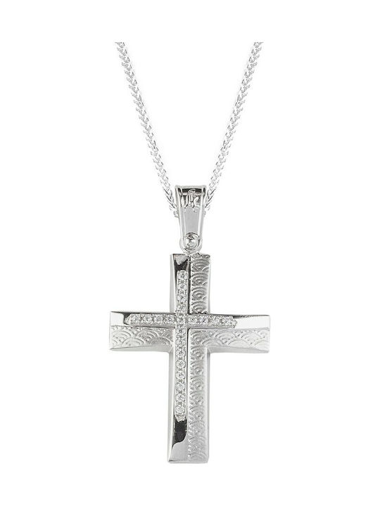 Damen Weißgold Kreuz 14K