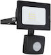 Globo Lighting Στεγανός Προβολέας LED 10W Ψυχρό Λευκό 6000K με Αισθητήρα Κίνησης IP44