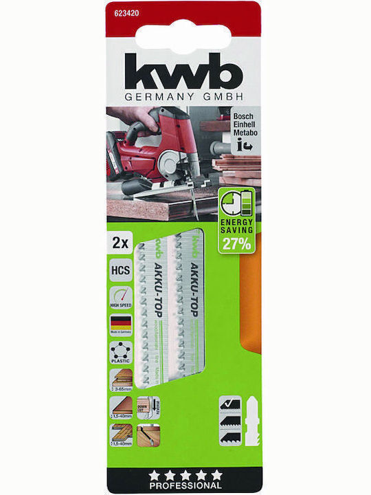 KWB Jig Saw Blade for Metal and Wood 90mm 2pcs 623420