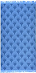 Beach Towel Blue with Fringes 170x90cm.