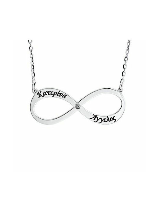 Necklace Infinity from Silver with Zircon