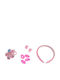 Due esse Set of Kids Hair Clips with Hair Clasp / Rubber Band / Headband Flower in Pink Color
