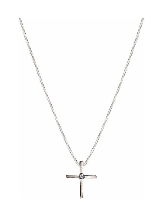 Kritsimis Weißgold Kreuz 14K mit Kette