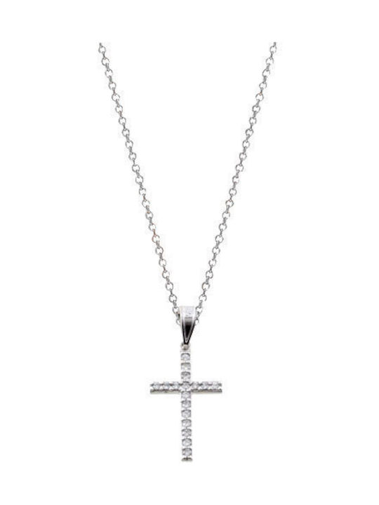 Weißgold Kreuz 14K mit Kette