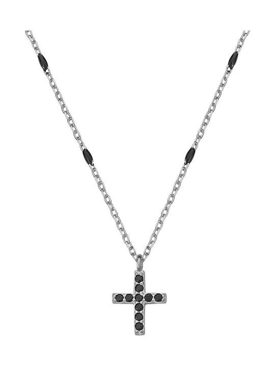 Black Cross from Silver with Chain