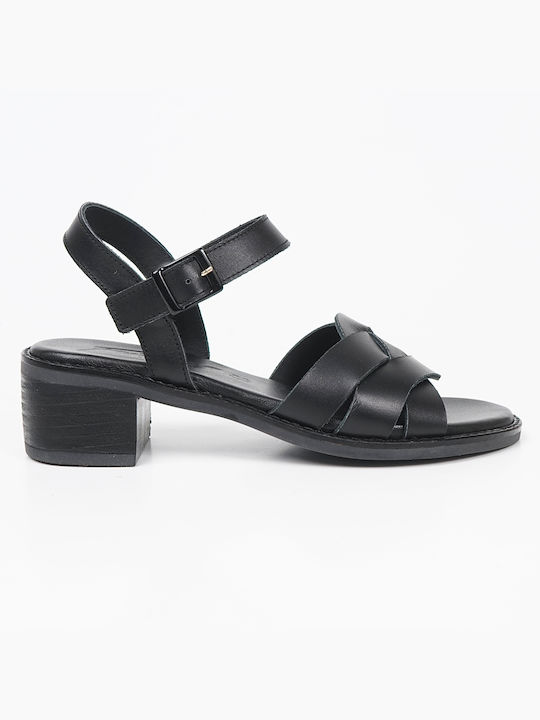 Piazza Shoes Leather Women's Sandals 13069 with Ankle Strap Black