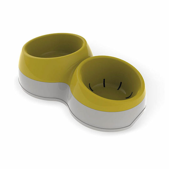 Bama Pet Ciotolotto Futter- & Wasserschale für Hund & Katze 2x 1l 33cm in Gelber Farbe