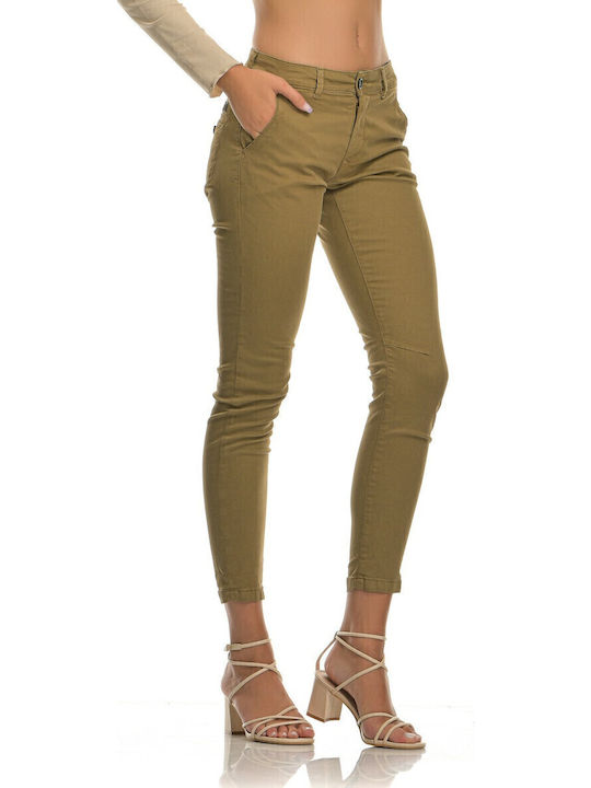 Cloe Dama Tesatura Capri Pantaloni Bej