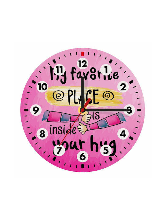 Koupakoupa Your Hug Wall Clock Wooden Fuchsia Ø19cm