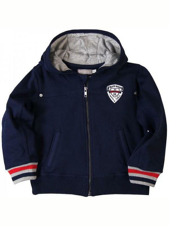 Boboli Cardigan pentru copii din material frotirat cu glugă Blue Jacket Hooded