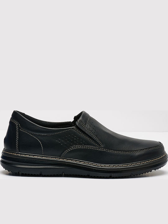 Imac Δερμάτινα Ανδρικά Loafers σε Μαύρο Χρώμα