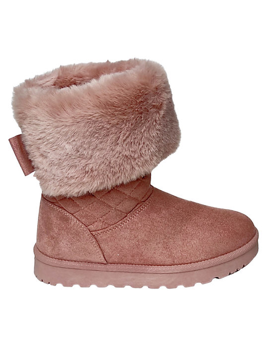 Alta Moda Wildleder Damen Knöchelstiefel mit Pelz Rosa