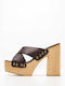 Jeffrey Campbell Chunky Heel Leather Mules Brown