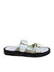Leather Women's Flat Sandals Anatomic in White Color