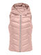 Kids' Quilted Jacket Sleeveless Short with Hood Pink