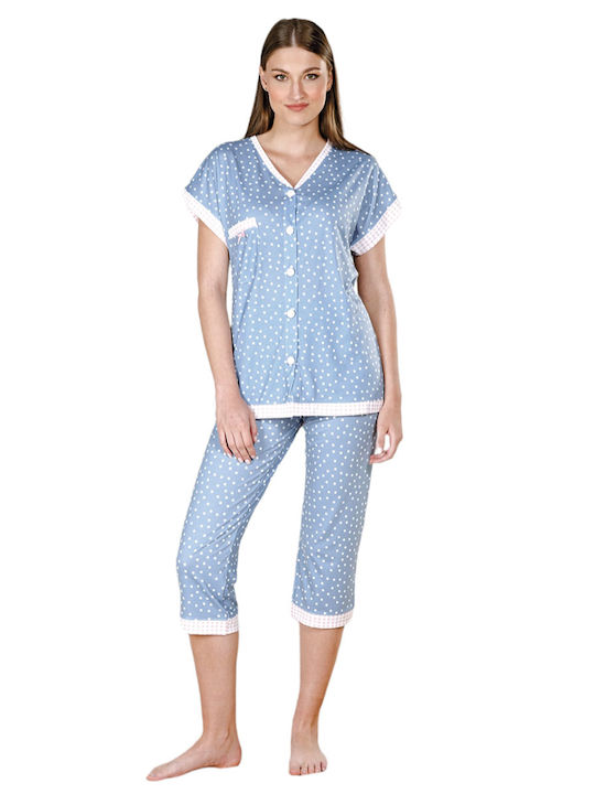 Mara-M Summer Women's Pyjama Set Cotton Light Blue