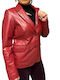 MARKOS LEATHER Women's Leather Blazer Red
