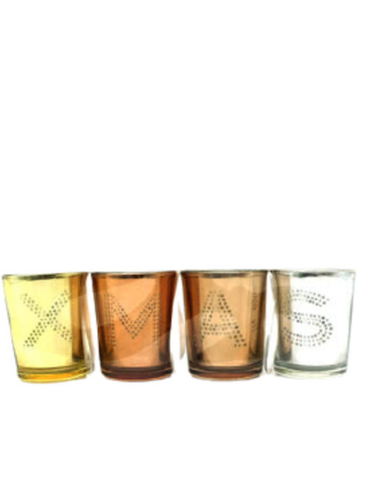 blokker Christmas Glass Candlestick 7cm 4pcs