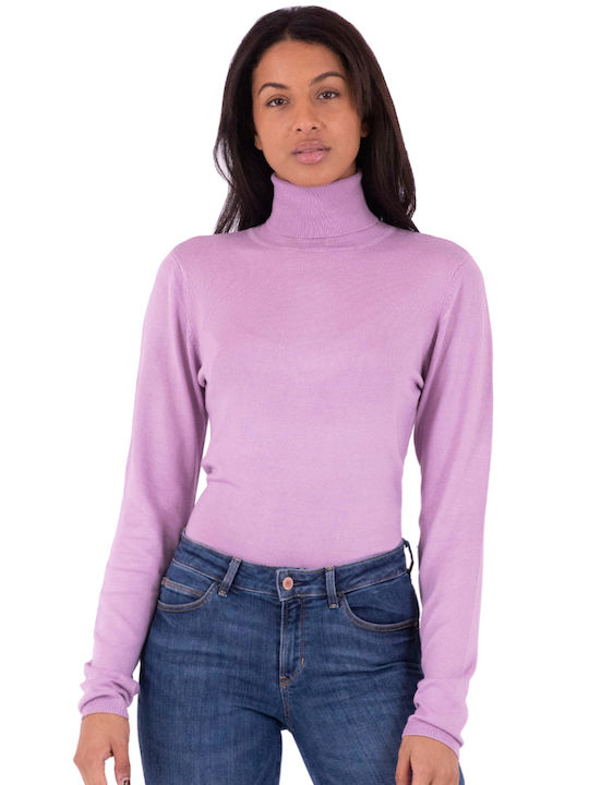 ICHI Women's Long Sleeve Sweater Turtleneck Lilacc