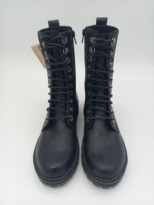 Chacal Women's Leather Combat Boots Black