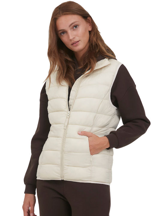 Byoung Women's Short Puffer Jacket for Spring or Autumn Beige