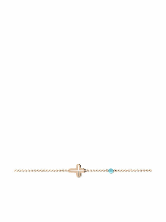 Ekan Brățară Copii Lanț din Aur 14K cu Pietre & Σταυρό