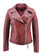 Δερμάτινο Γυναικείο Biker Jacket Κόκκινο