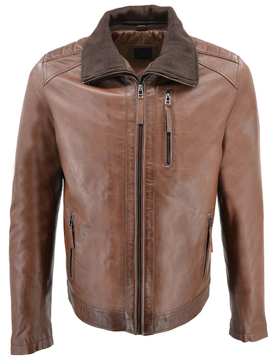 Leather Jacket Biker Brown