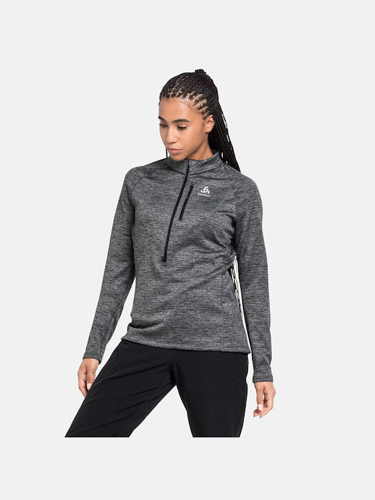 Odlo Women's Athletic Fleece Blouse Long Sleeve with Zipper Gray